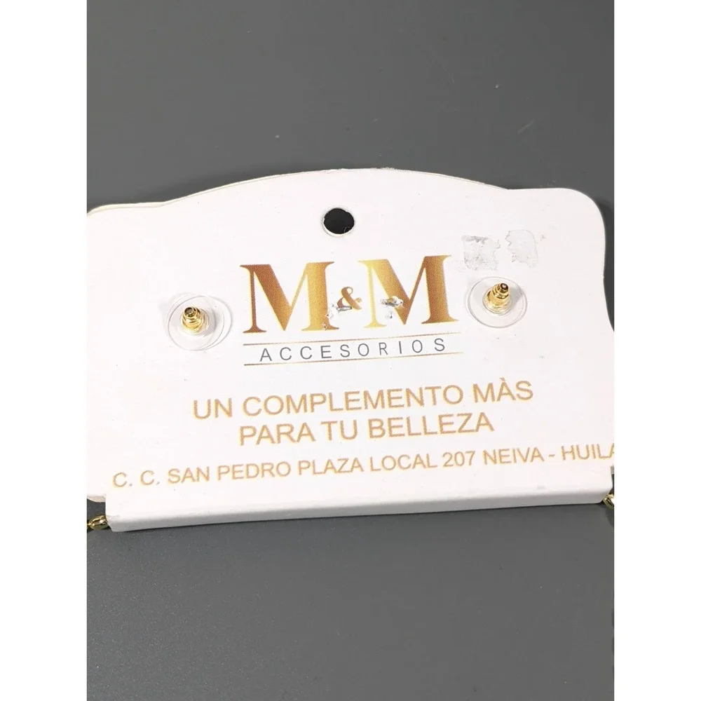 M & M Accessories Gold Tone Pave Crystal Puffy‎ Heart Necklace Earring Set